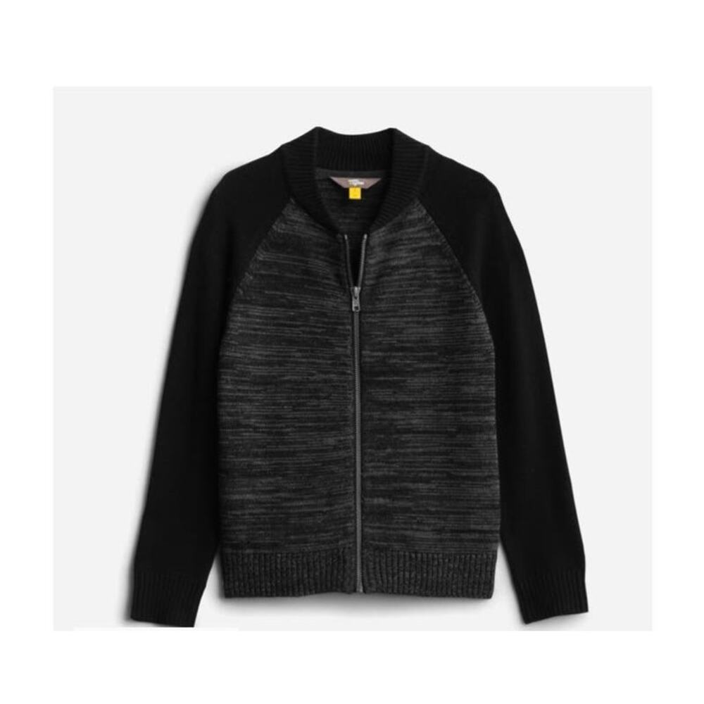 Rumi + Ryder The Classic Baseball Collar Full Zip Sweater Black Toddler Boy 3T